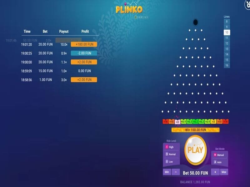 Играйте в демо-версию Plinko